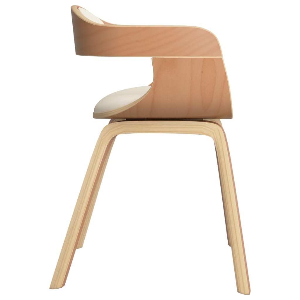 Eetkamerstoelen 4 st gebogen hout en kunstleer crèmekleurig is nu te koop bij PeponiXL, paradijselijk wonen!