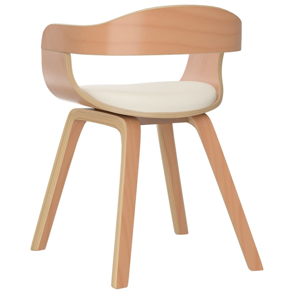 Eetkamerstoelen 4 st gebogen hout en kunstleer crèmekleurig is nu te koop bij PeponiXL, paradijselijk wonen!