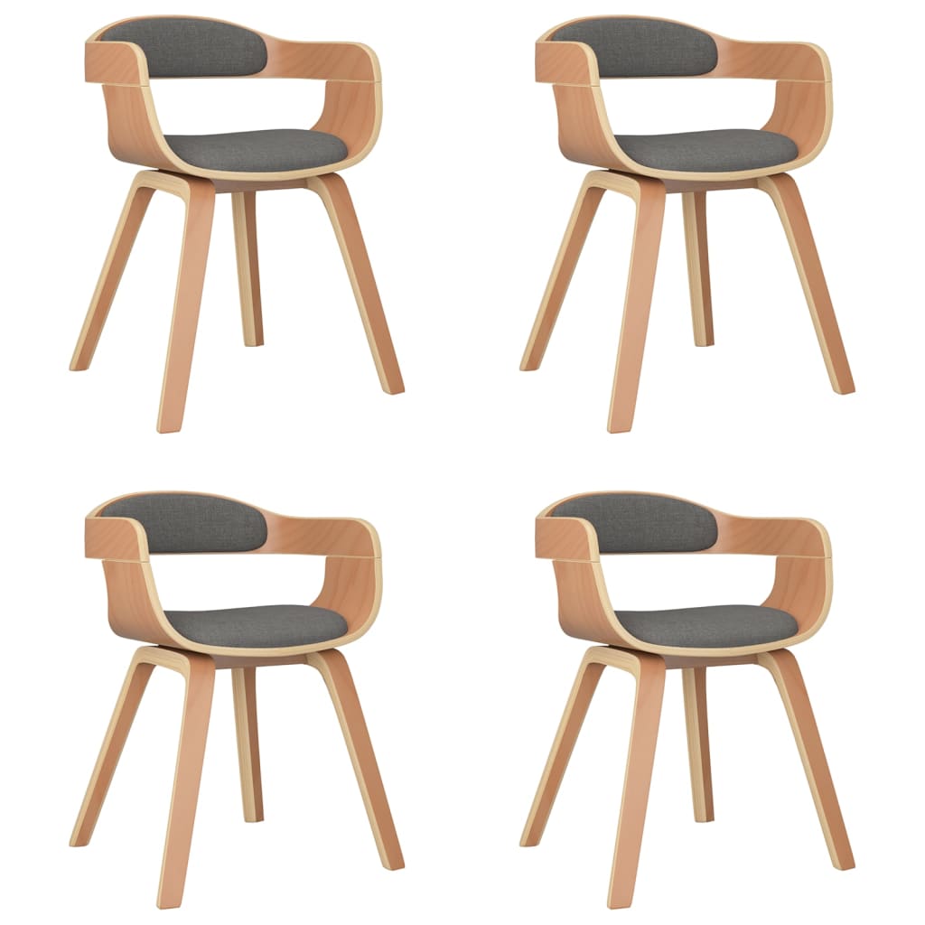 Eetkamerstoel 4 st gebogen hout en stof lichtgrijs is nu te koop bij PeponiXL, paradijselijk wonen!