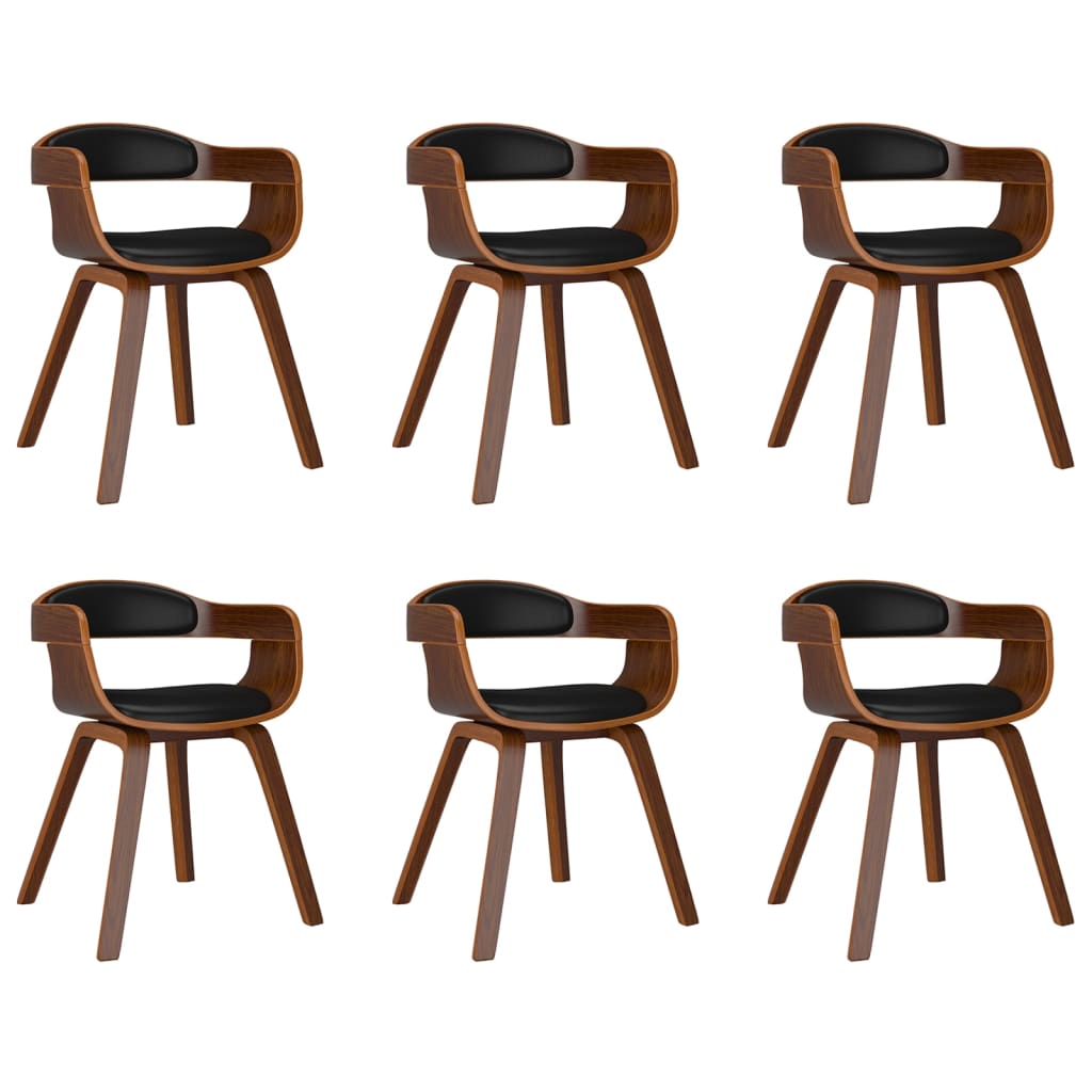 Eetkamerstoelen 6 st gebogen hout en kunstleer zwart is nu te koop bij PeponiXL, paradijselijk wonen!
