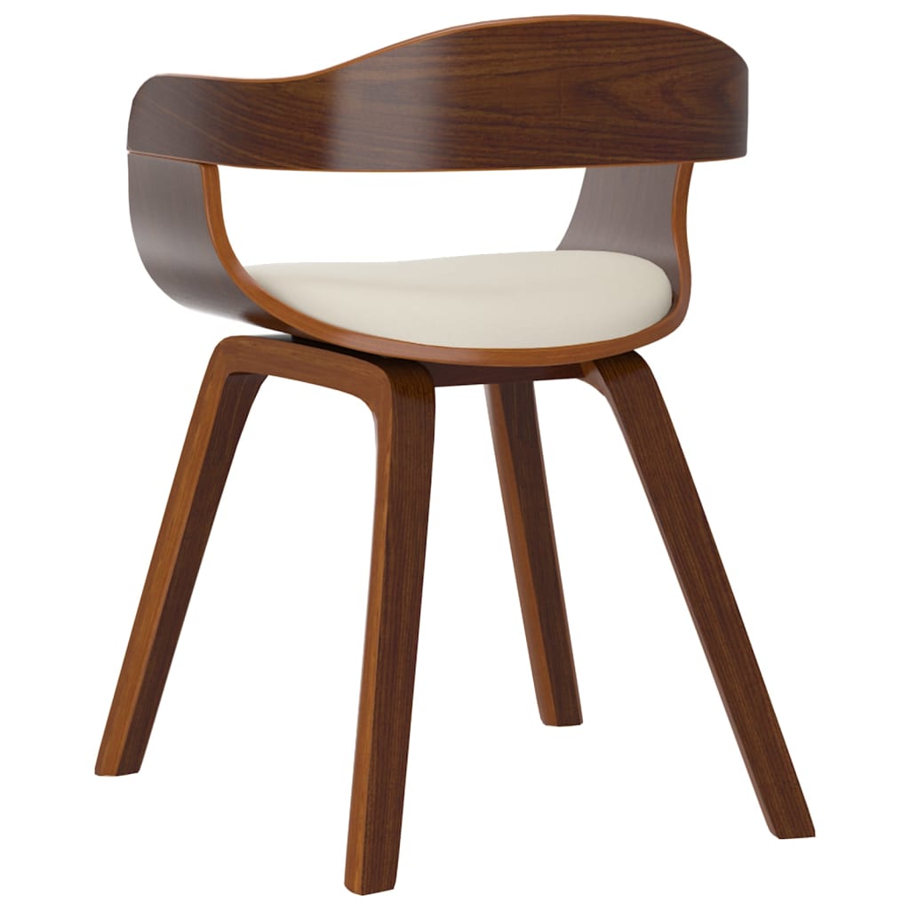 Eetkamerstoelen 6 st gebogen hout en kunstleer crèmekleurig is nu te koop bij PeponiXL, paradijselijk wonen!