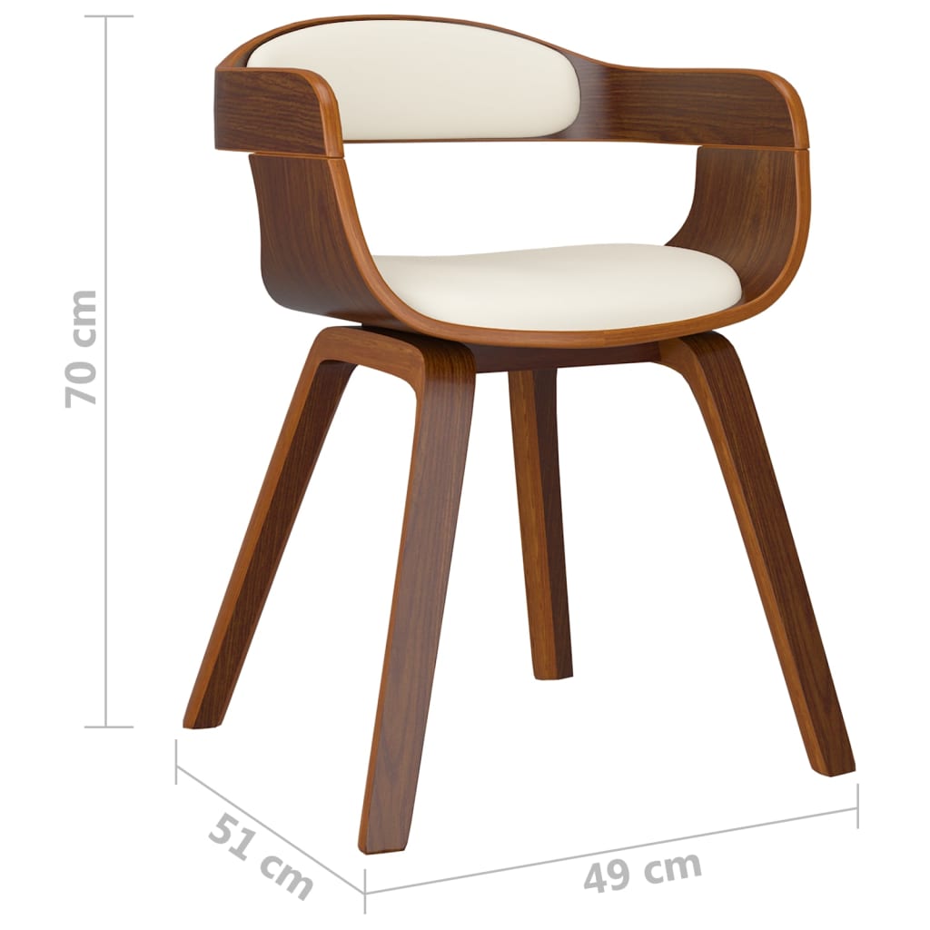 Eetkamerstoelen 6 st gebogen hout en kunstleer crèmekleurig is nu te koop bij PeponiXL, paradijselijk wonen!