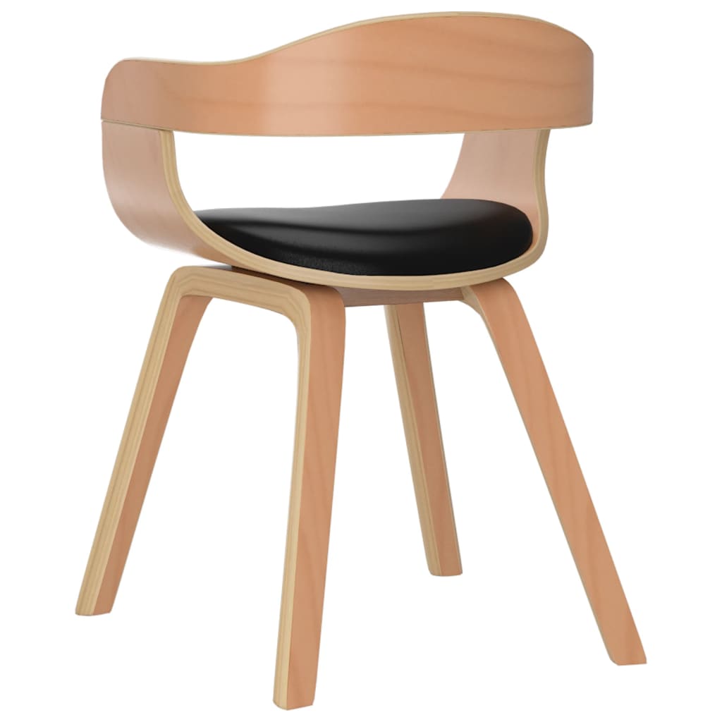 Eetkamerstoelen 6 st gebogen hout en kunstleer zwart is nu te koop bij PeponiXL, paradijselijk wonen!