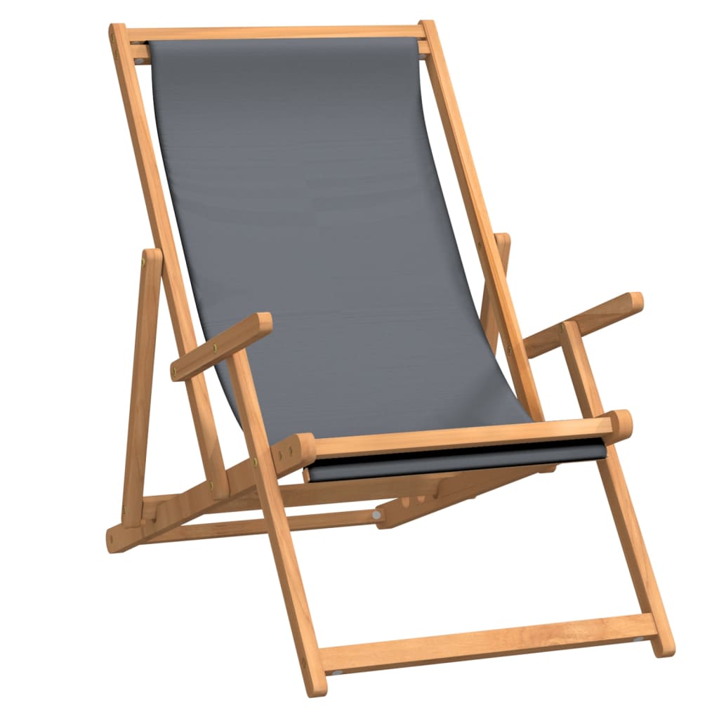 Strandstoel inklapbaar massief teakhout grijs is nu te koop bij PeponiXL, paradijselijk wonen!
