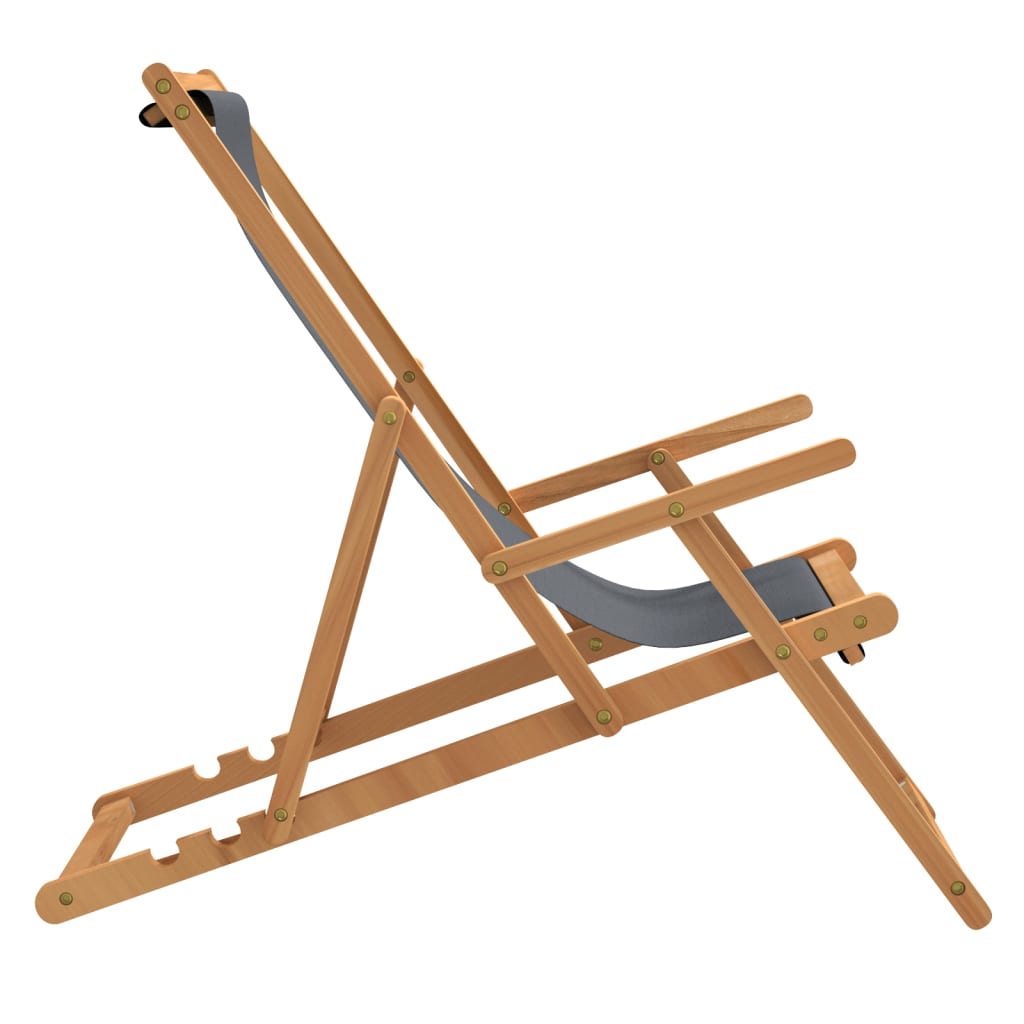 Strandstoel inklapbaar massief teakhout grijs is nu te koop bij PeponiXL, paradijselijk wonen!