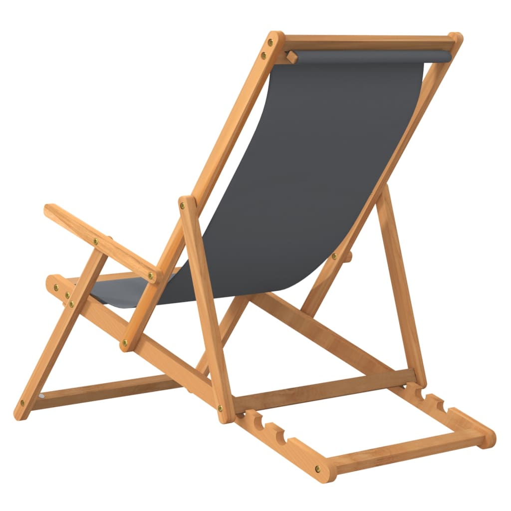 Strandstoel inklapbaar massief teakhout grijs is nu te koop bij PeponiXL, paradijselijk wonen!