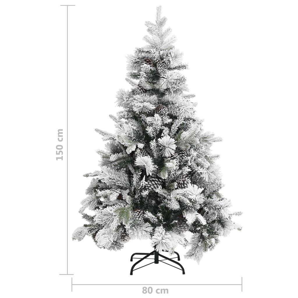 Kerstboom met dennenappels en sneeuw 150 cm PVC en PE is nu te koop bij PeponiXL, paradijselijk wonen!