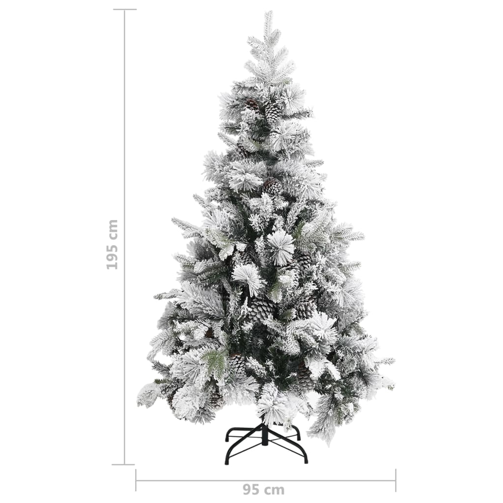 Kerstboom met dennenappels en sneeuw 195 cm PVC en PE is nu te koop bij PeponiXL, paradijselijk wonen!