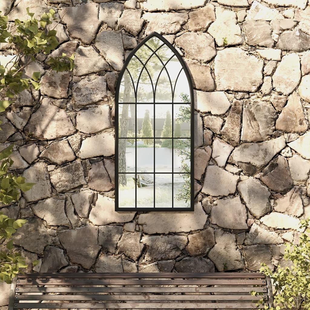 Tuinspiegel 100x45 cm ijzer zwart is nu te koop bij PeponiXL, paradijselijk wonen!