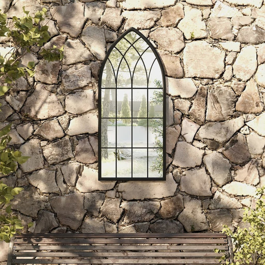 Tuinspiegel 100x45 cm ijzer zwart is nu te koop bij PeponiXL, paradijselijk wonen!
