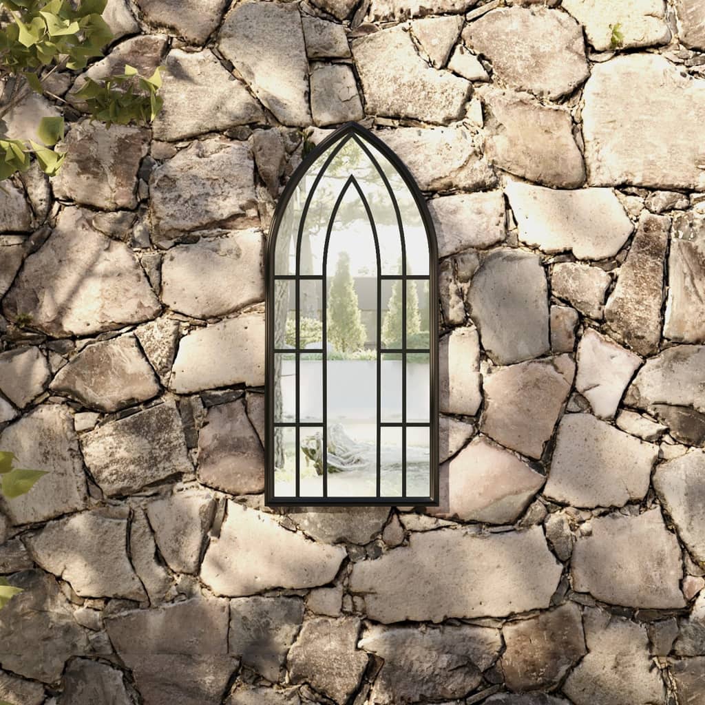 Tuinspiegel 70x30 cm ijzer zwart is nu te koop bij PeponiXL, paradijselijk wonen!