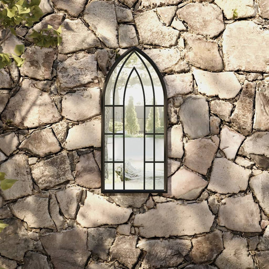 Tuinspiegel 70x30 cm ijzer zwart is nu te koop bij PeponiXL, paradijselijk wonen!