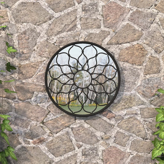 Tuinspiegel rond 60x3 cm ijzer zwart is nu te koop bij PeponiXL, paradijselijk wonen!