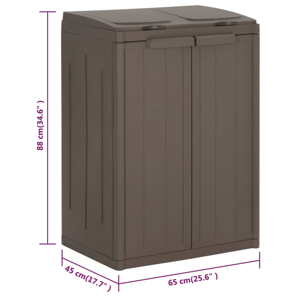 Vuilnisbak met 2 deuren 65x45x88 cm polypropeen bruin is nu te koop bij PeponiXL, paradijselijk wonen!