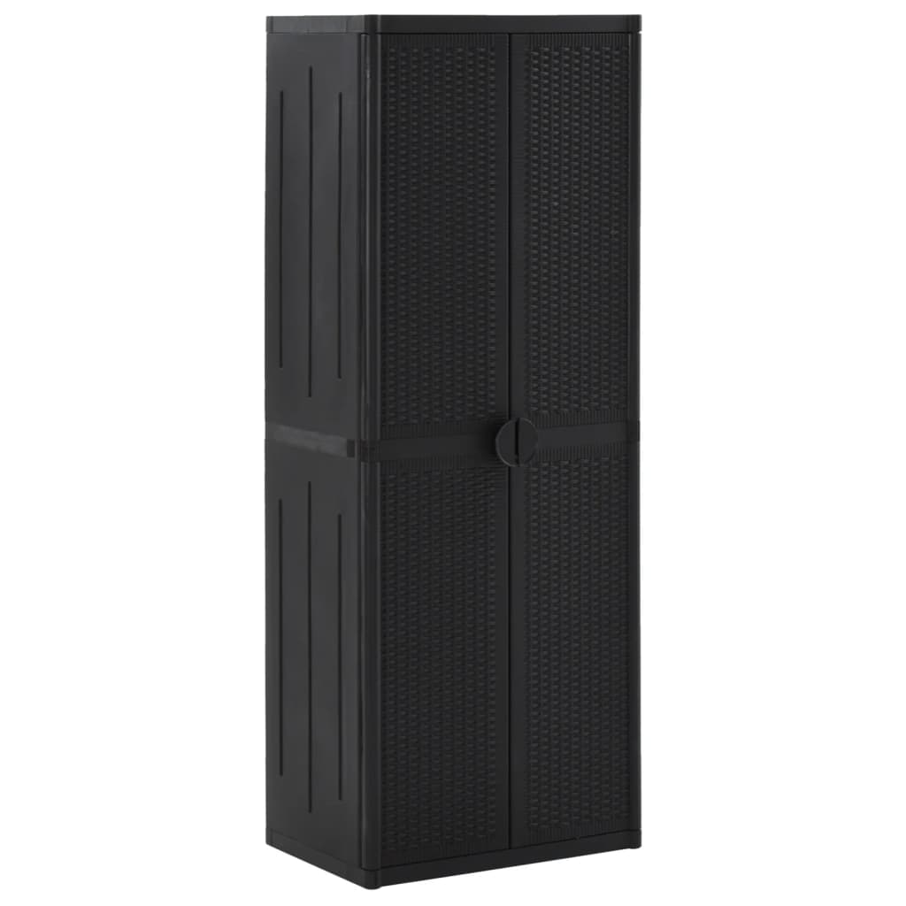 Tuinkast 65x45x172 cm PP rattan zwart is nu te koop bij PeponiXL, paradijselijk wonen!