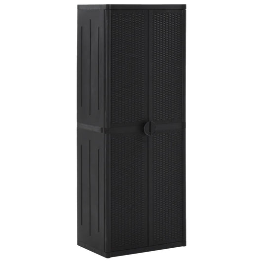 Tuinkast 65x45x172 cm PP rattan zwart is nu te koop bij PeponiXL, paradijselijk wonen!