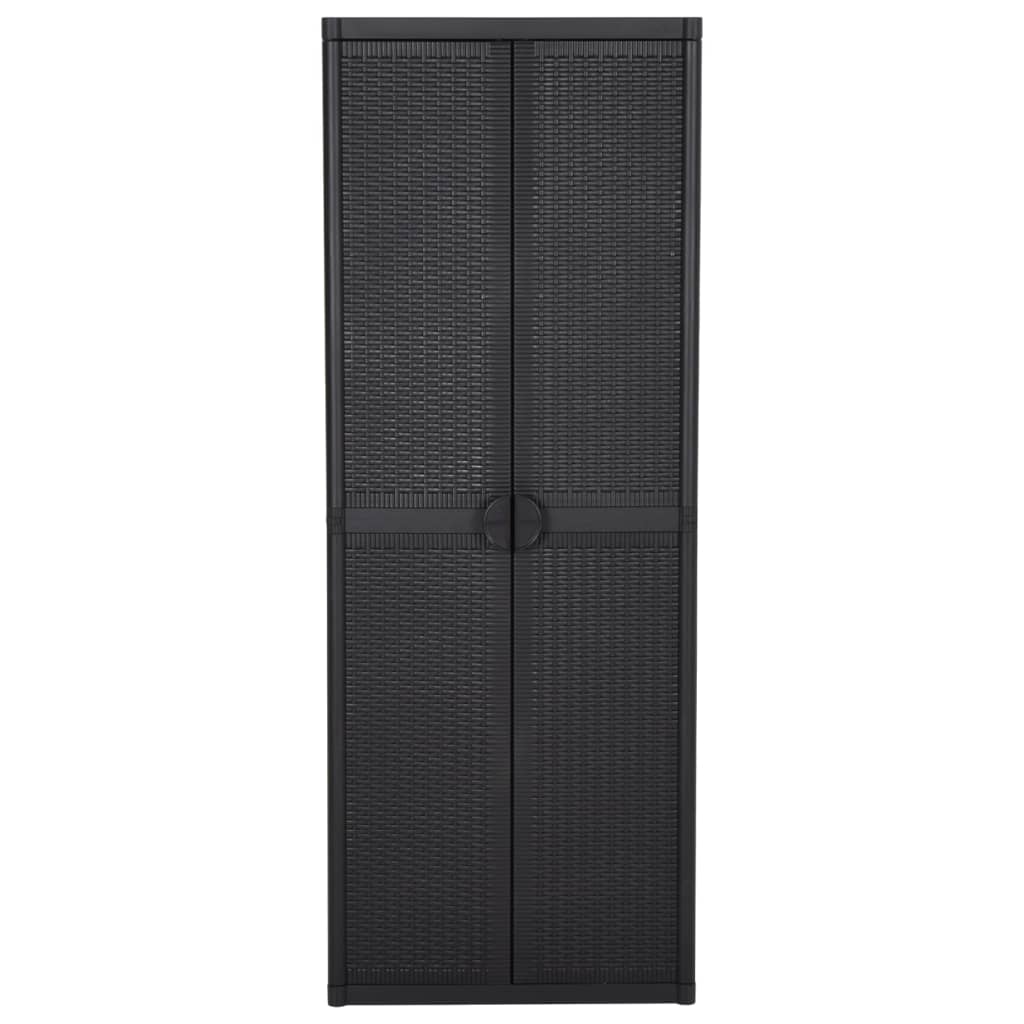 Tuinkast 65x45x172 cm PP rattan zwart is nu te koop bij PeponiXL, paradijselijk wonen!