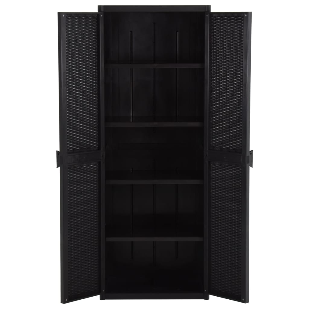 Tuinkast 65x45x172 cm PP rattan zwart is nu te koop bij PeponiXL, paradijselijk wonen!