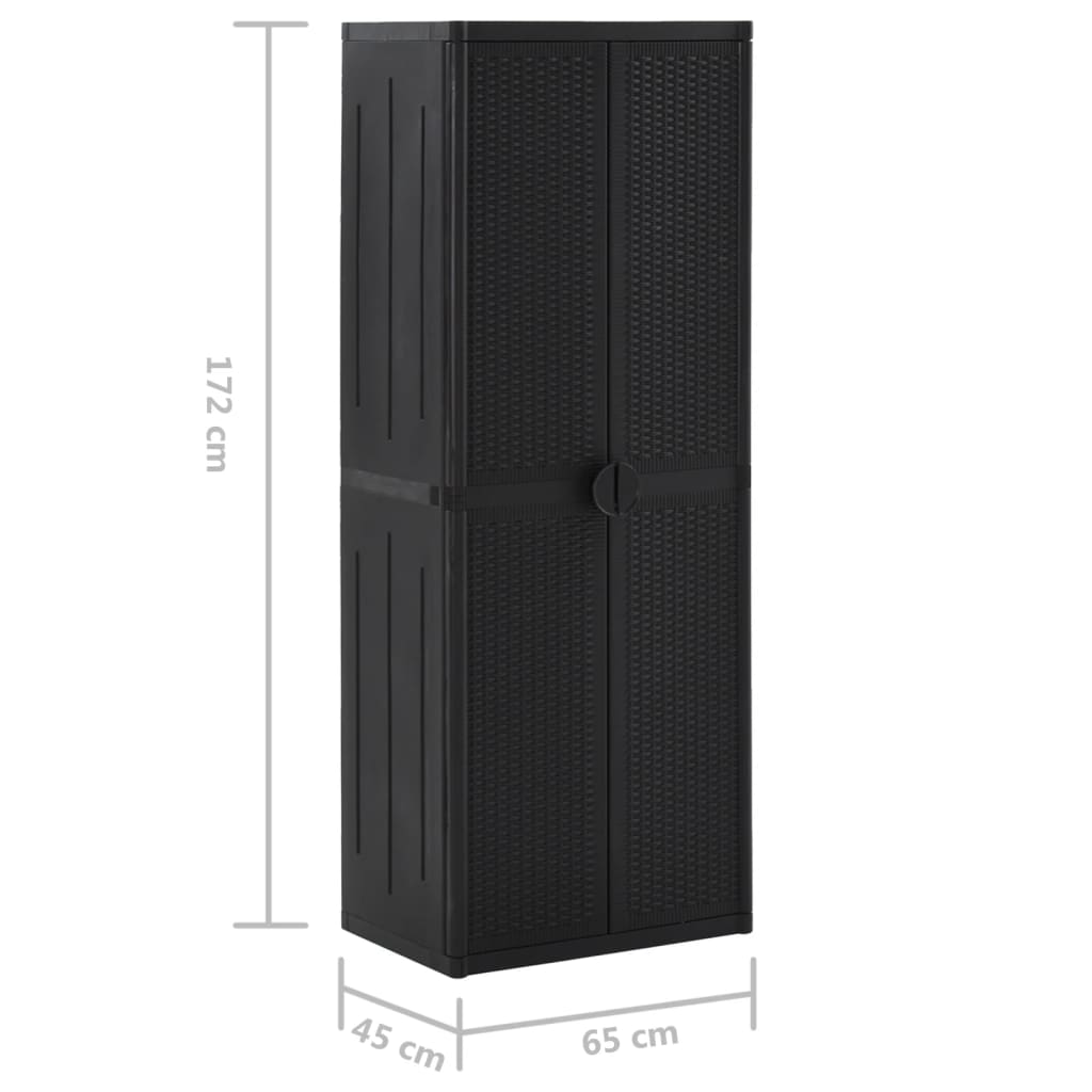 Tuinkast 65x45x172 cm PP rattan zwart is nu te koop bij PeponiXL, paradijselijk wonen!