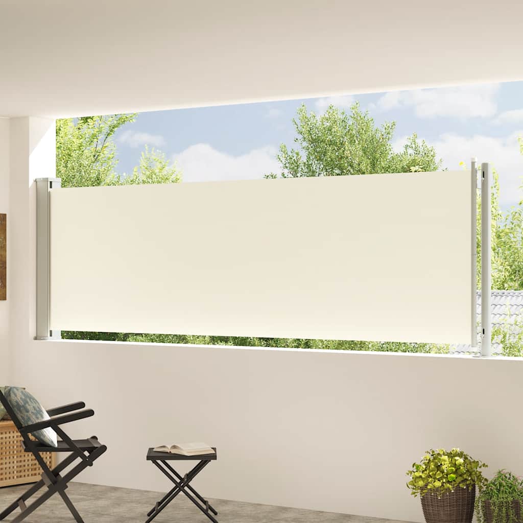 Tuinscherm uittrekbaar 117x600 cm crèmekleurig
