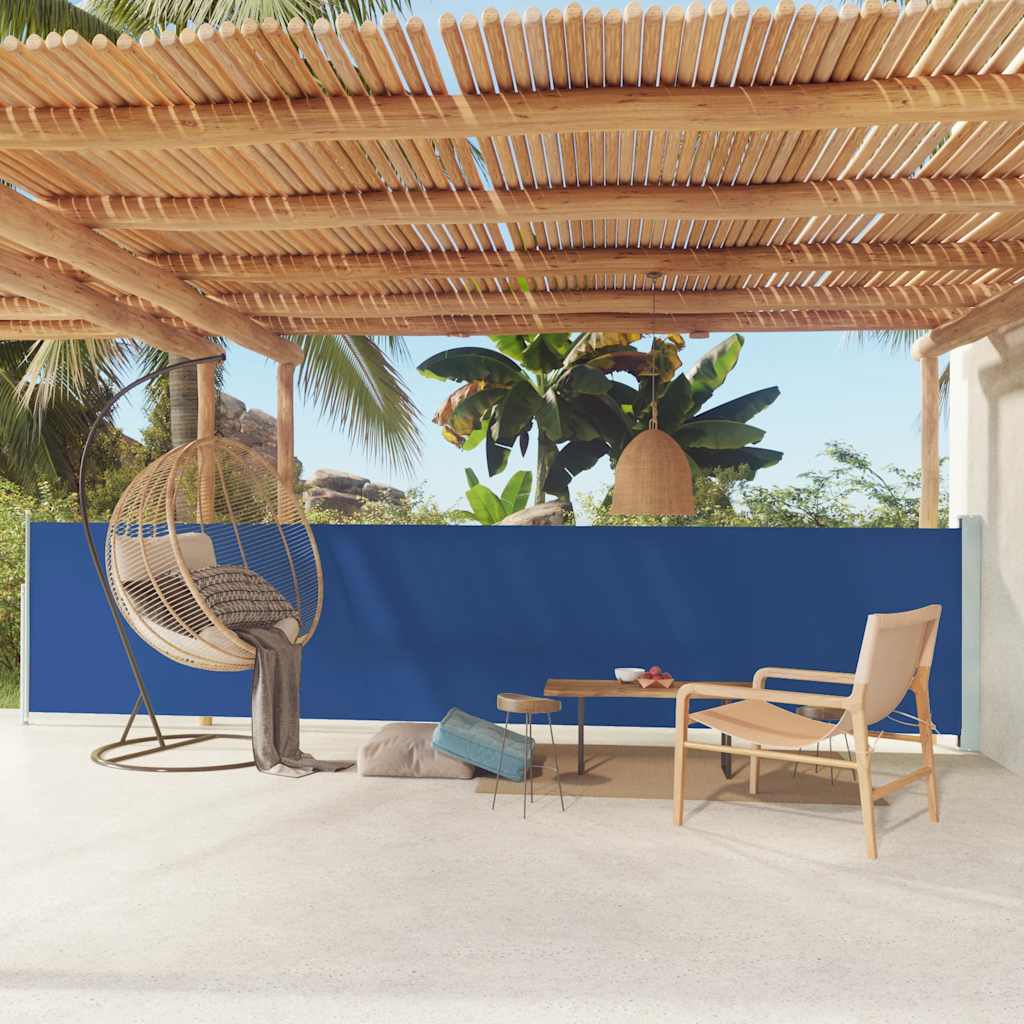 Tuinscherm uittrekbaar 117x600 cm blauw is nu te koop bij PeponiXL, paradijselijk wonen!