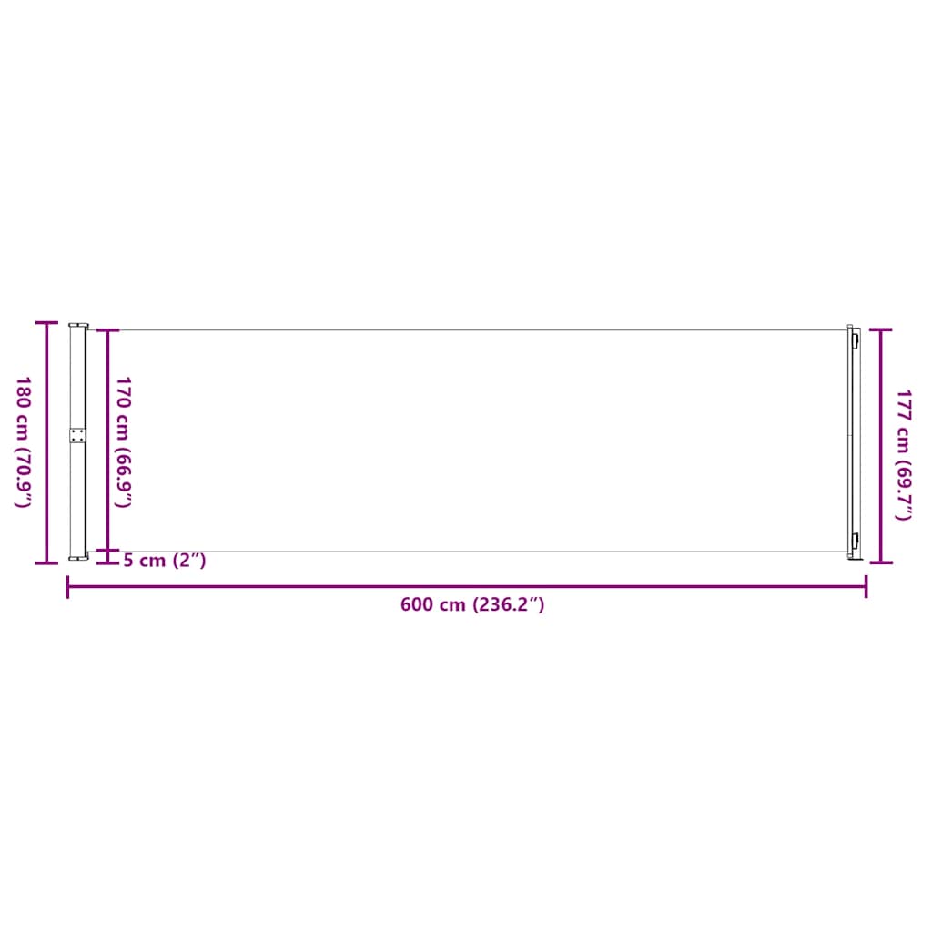 Tuinscherm uittrekbaar 180x600 cm grijs is nu te koop bij PeponiXL, paradijselijk wonen!
