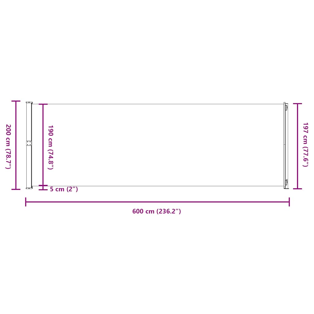 Tuinscherm uittrekbaar 200x600 cm grijs is nu te koop bij PeponiXL, paradijselijk wonen!