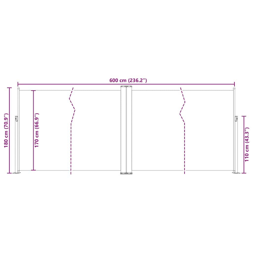 Windscherm uittrekbaar 180x600 cm rood is nu te koop bij PeponiXL, paradijselijk wonen!