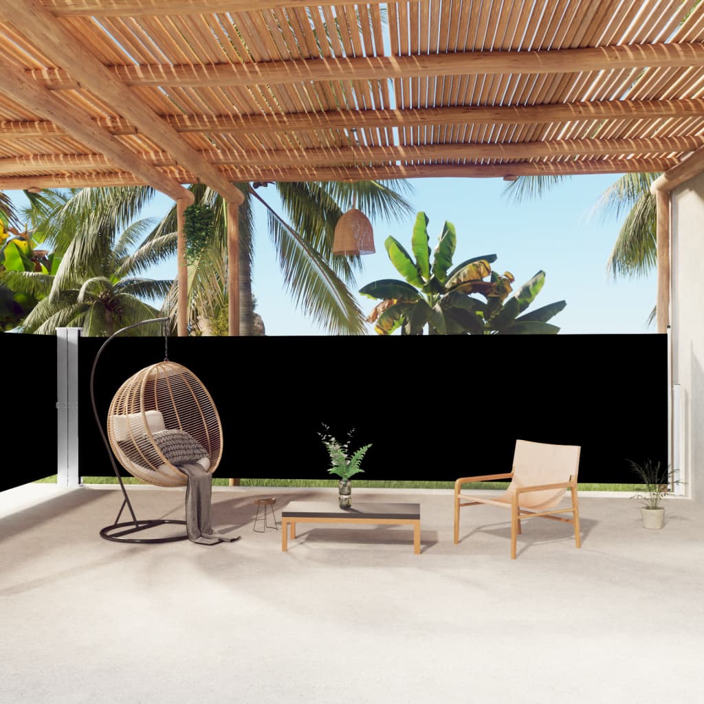 Windscherm uittrekbaar 160x1000 cm zwart is nu te koop bij PeponiXL, paradijselijk wonen!