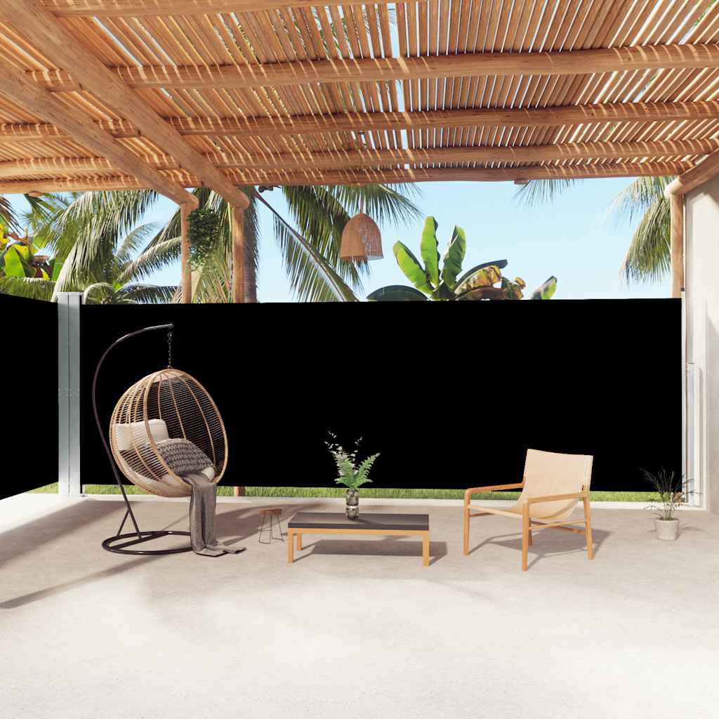 Windscherm uittrekbaar 200x1000 cm zwart is nu te koop bij PeponiXL, paradijselijk wonen!