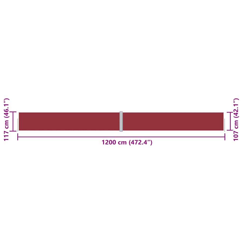 Windscherm uittrekbaar 117x1200 cm rood is nu te koop bij PeponiXL, paradijselijk wonen!