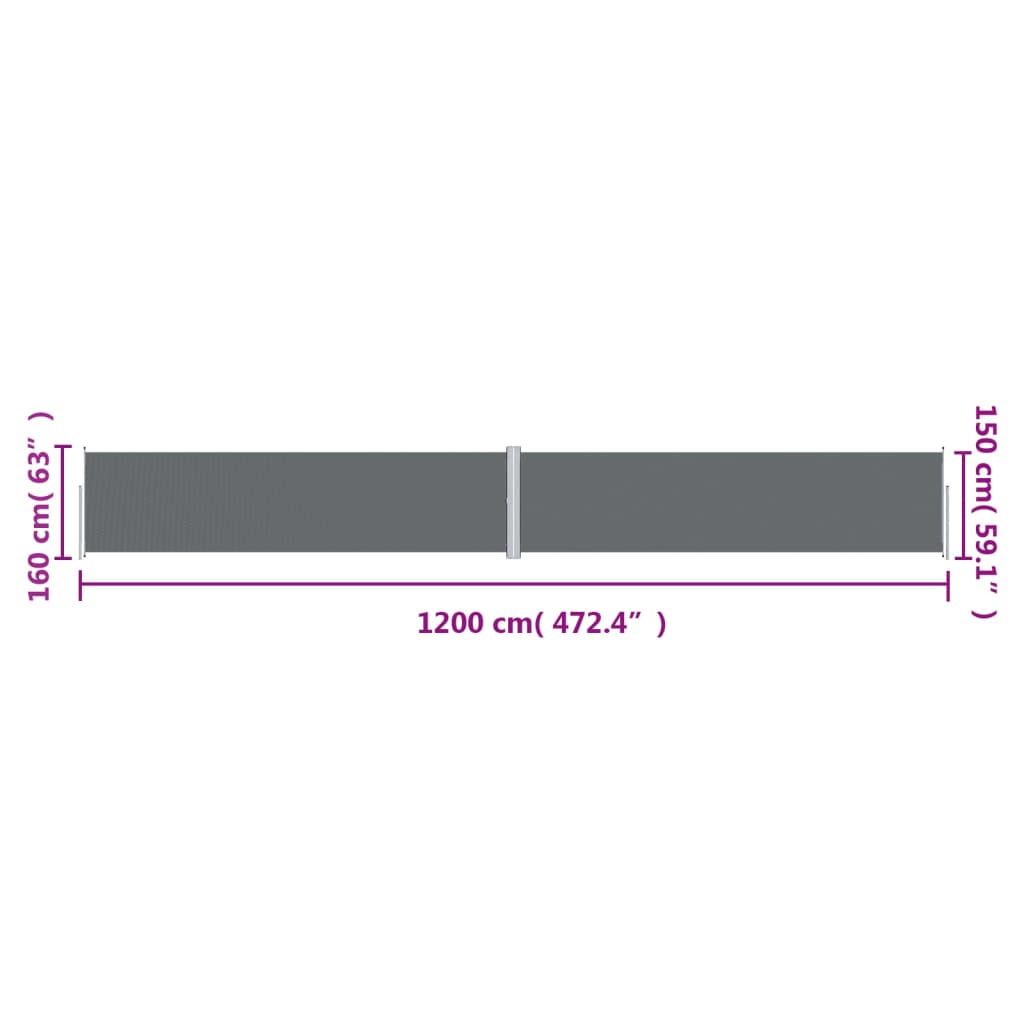 Windscherm uittrekbaar 160x1200 cm antracietkleurig is nu te koop bij PeponiXL, paradijselijk wonen!