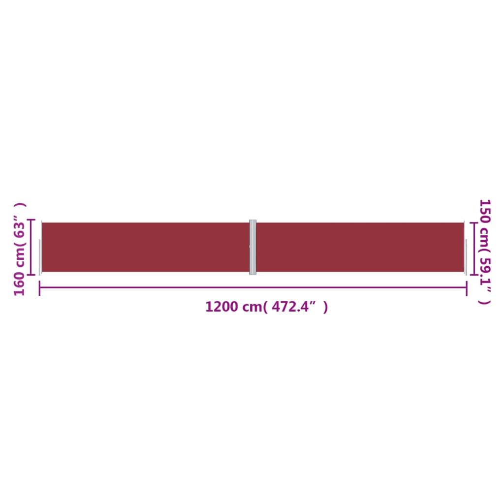 Windscherm uittrekbaar 160x1200 cm rood is nu te koop bij PeponiXL, paradijselijk wonen!