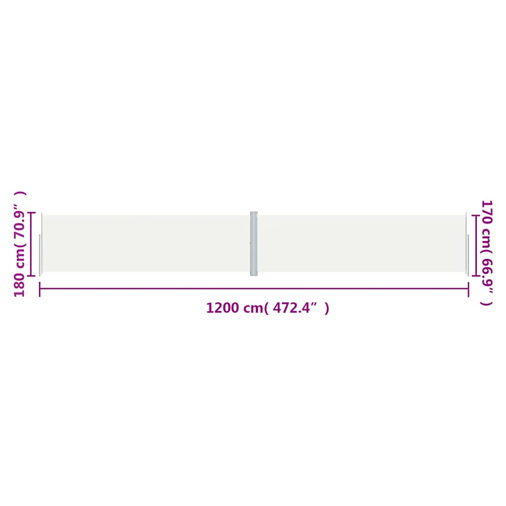 Windscherm uittrekbaar 180x1200 cm crèmekleurig is nu te koop bij PeponiXL, paradijselijk wonen!
