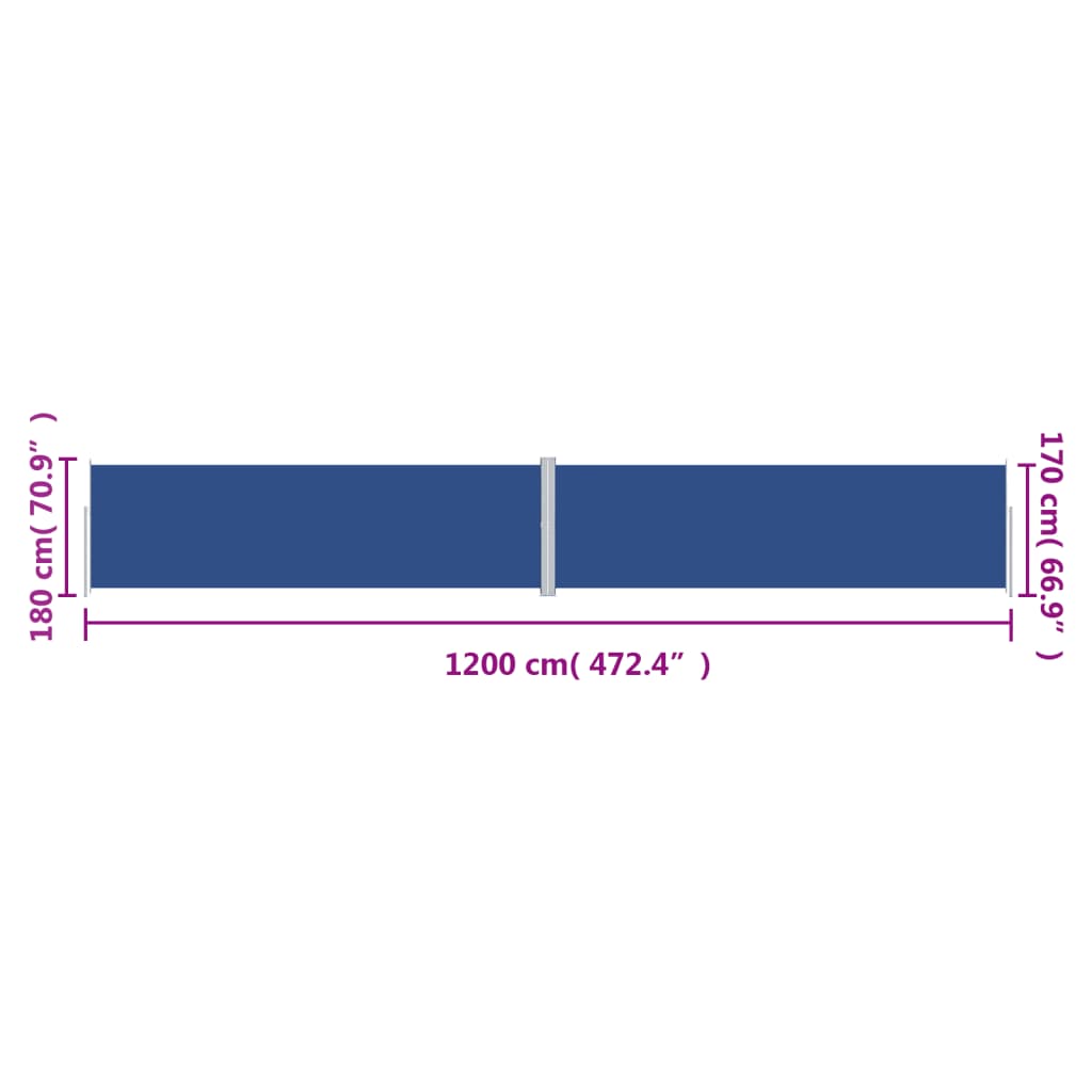 Windscherm uittrekbaar 180x1200 cm blauw is nu te koop bij PeponiXL, paradijselijk wonen!