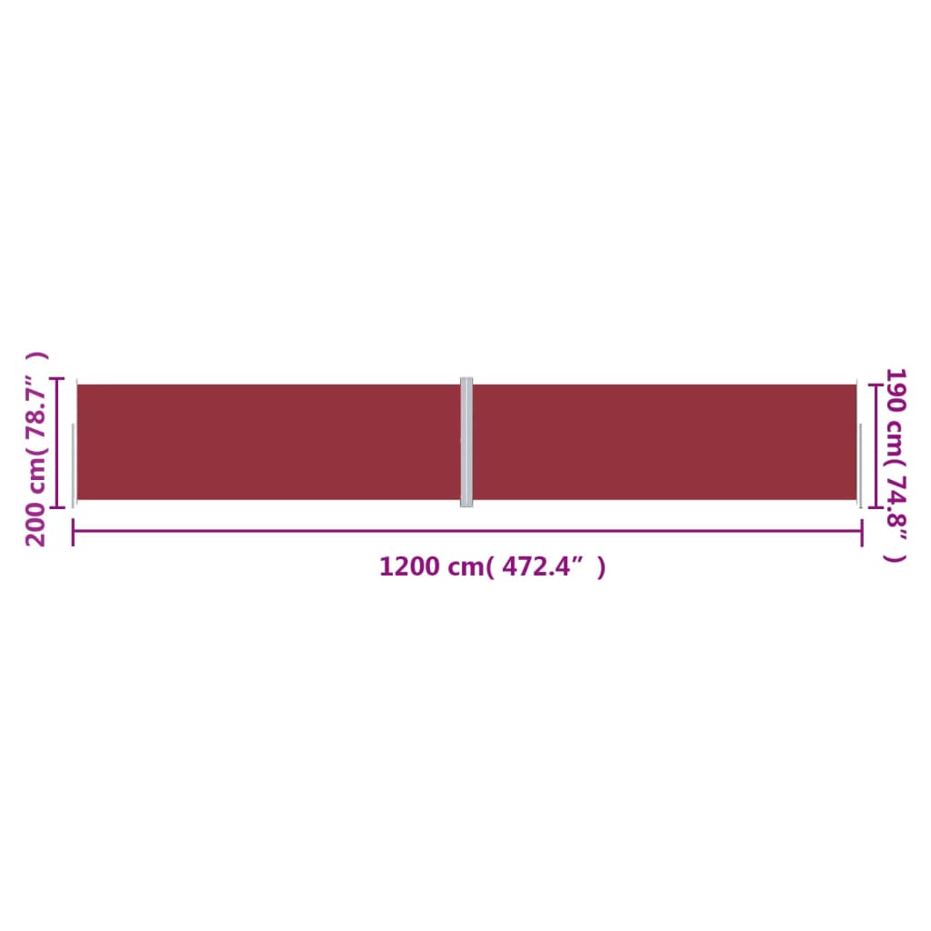 Windscherm uittrekbaar 200x1200 cm rood is nu te koop bij PeponiXL, paradijselijk wonen!