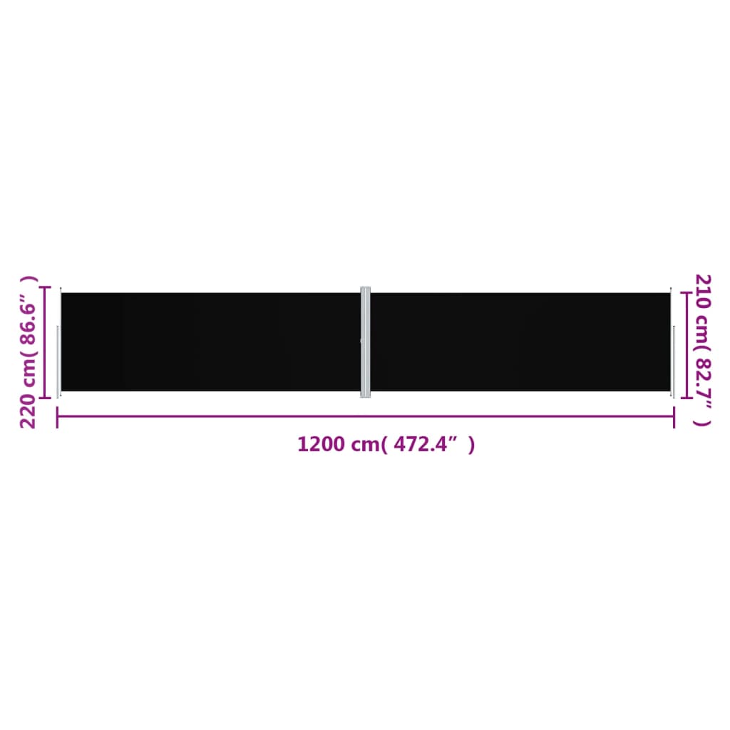 Windscherm uittrekbaar 220x1200 cm zwart is nu te koop bij PeponiXL, paradijselijk wonen!