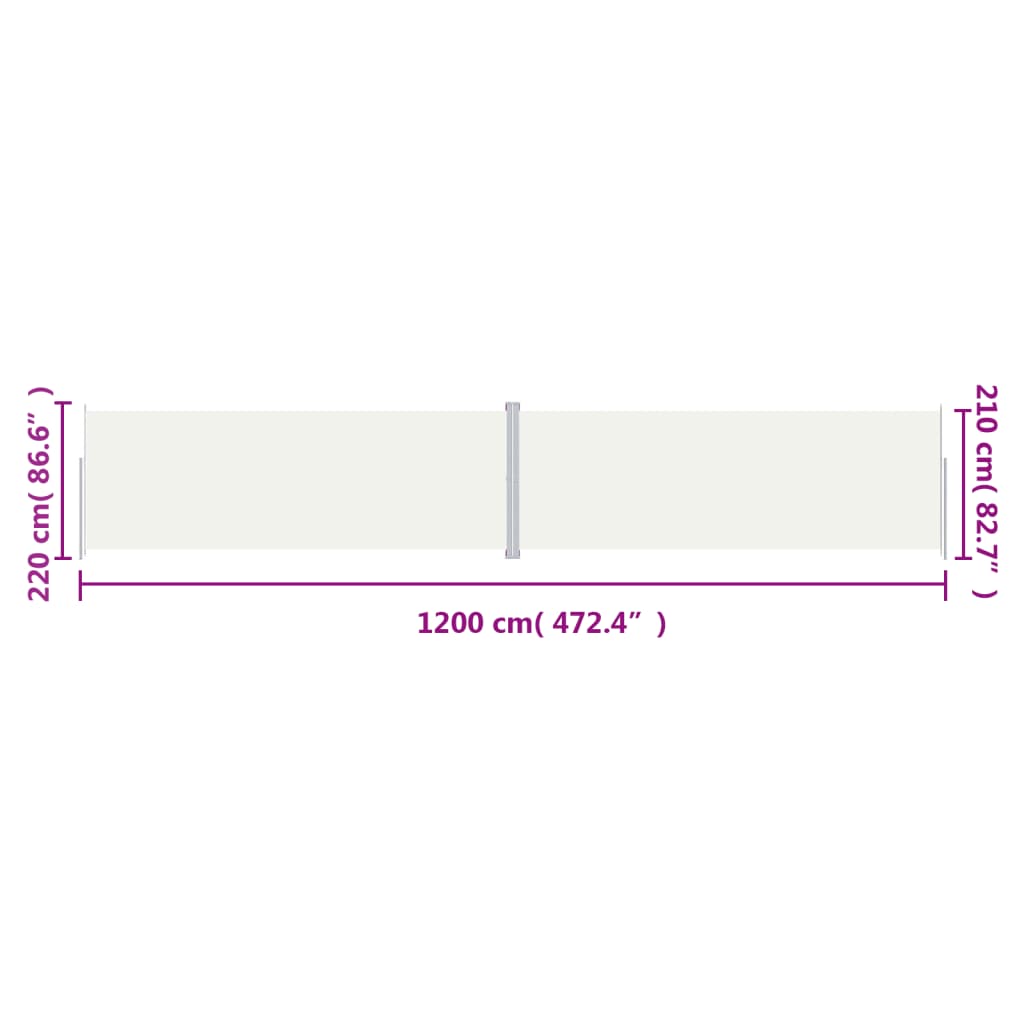 Windscherm uittrekbaar 220x1200 cm crèmekleurig is nu te koop bij PeponiXL, paradijselijk wonen!