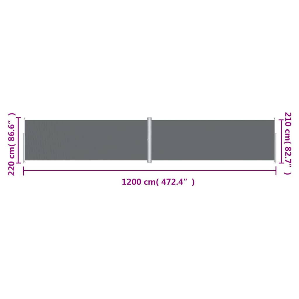 Windscherm uittrekbaar 220x1200 cm antracietkleurig is nu te koop bij PeponiXL, paradijselijk wonen!