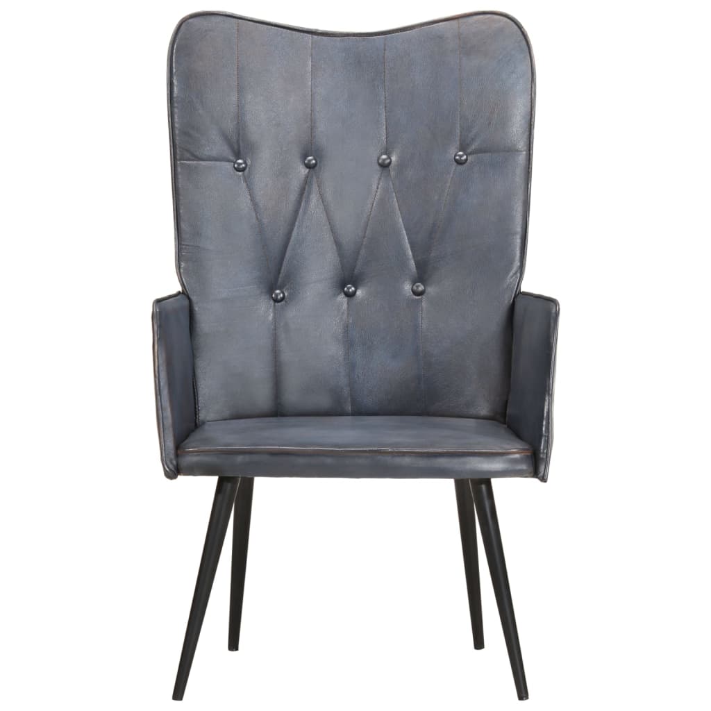 Fauteuil echt leer grijs is nu te koop bij PeponiXL, paradijselijk wonen!