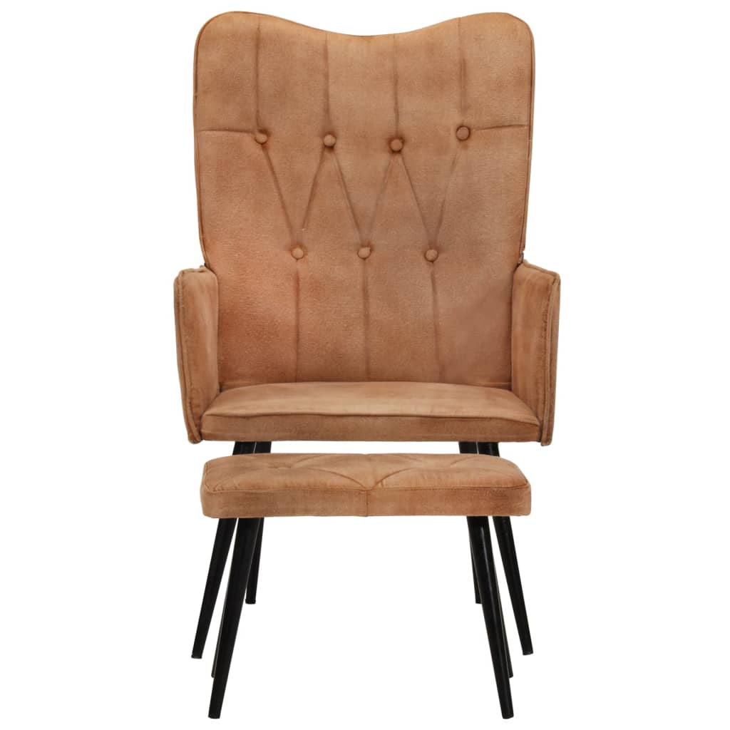 Fauteuil met voetensteun canvas bruin is nu te koop bij PeponiXL, paradijselijk wonen!