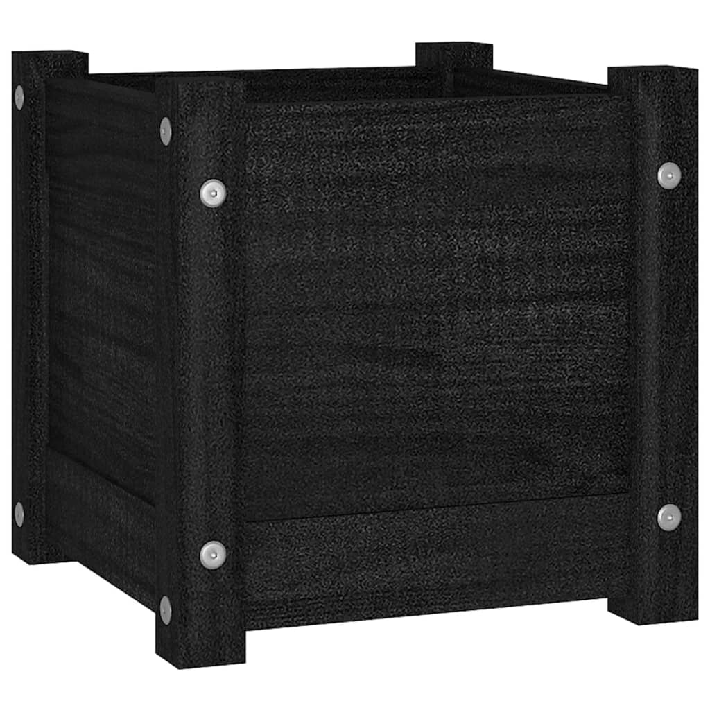 Plantenbakken 2 st 31x31x31 cm massief grenenhout zwart is nu te koop bij PeponiXL, paradijselijk wonen!