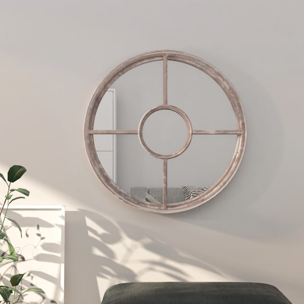 Spiegel rond 40x4 cm ijzer zandkleurig is nu te koop bij PeponiXL, paradijselijk wonen!