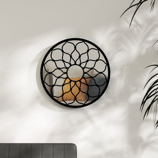 Spiegel rond 40x3 cm ijzer zwart is nu te koop bij PeponiXL, paradijselijk wonen!