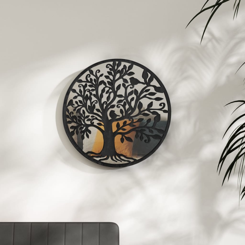 Spiegel rond 40x2,5 cm ijzer zwart is nu te koop bij PeponiXL, paradijselijk wonen!
