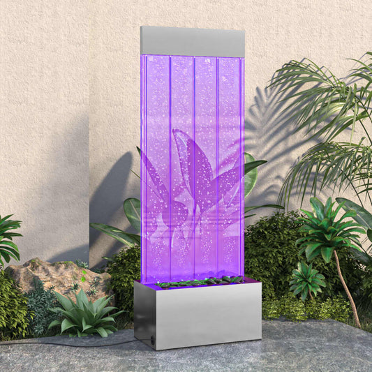 Bubbelzuil met RGB LED's 110 cm roestvrij staal en acryl is nu te koop bij PeponiXL, paradijselijk wonen!