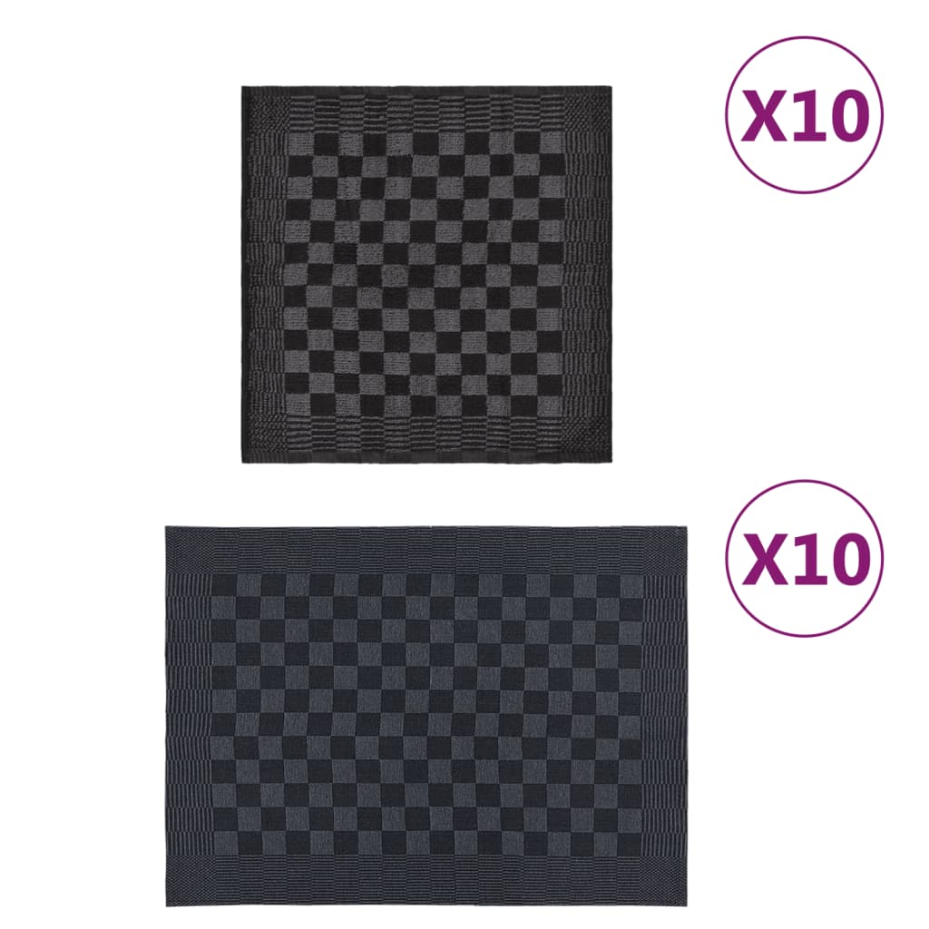 20-delige Keukendoekenset katoen zwart en grijs is nu te koop bij PeponiXL, paradijselijk wonen!