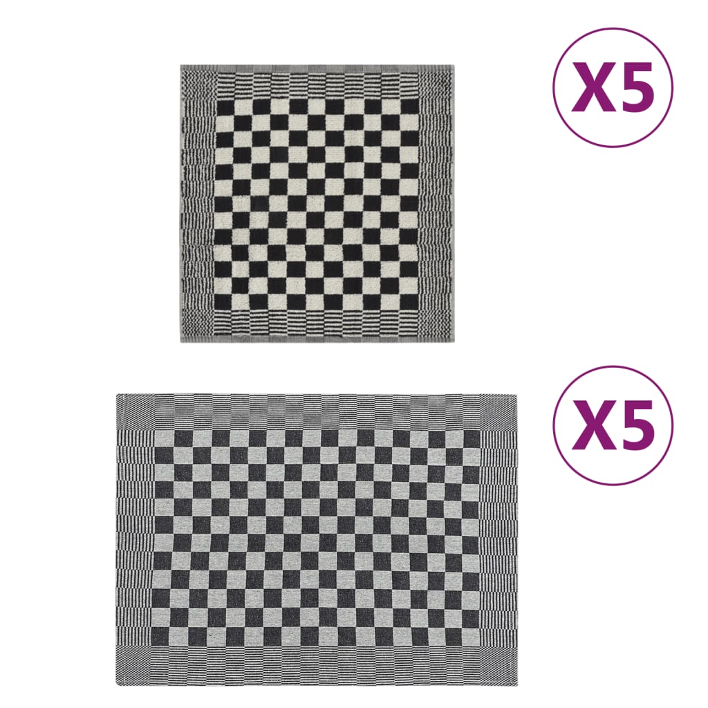 10-delige Keukendoekenset katoen zwart en wit is nu te koop bij PeponiXL, paradijselijk wonen!