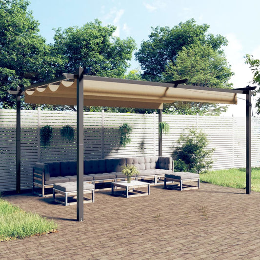 Tuinprieel met uittrekbaar dak 4x3 m taupe is nu te koop bij PeponiXL, paradijselijk wonen!