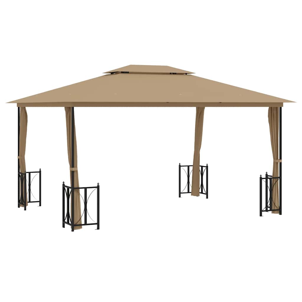 Prieel met zijwanden en dubbel dak 3x4 m taupe is nu te koop bij PeponiXL, paradijselijk wonen!